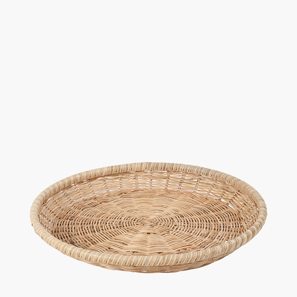 Natural Rattan Round Basket Tray